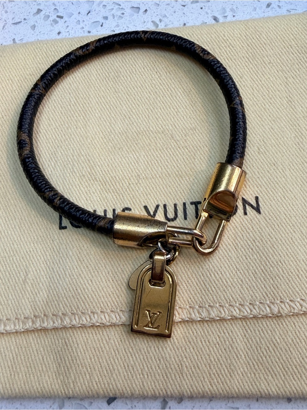 Louis Vuitton Brown Monogram Bracelet with Gold Accent